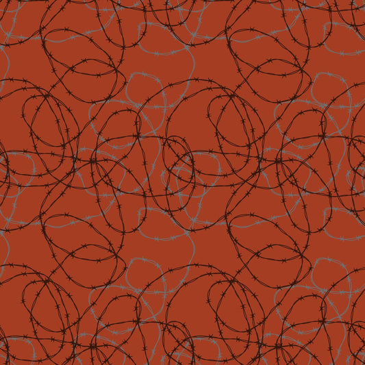 Fenced In Barbed Wire Orange 8m Fabric Bolt | Devonstone