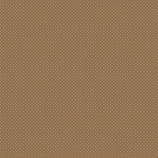 A close-up of a brown fabric or material swatch with a small repeating light beige dotted pattern.