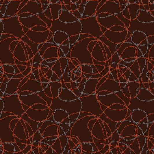 Fenced In Barbed Wire Rusty Brown 8m Fabric Bolt | Devonstone