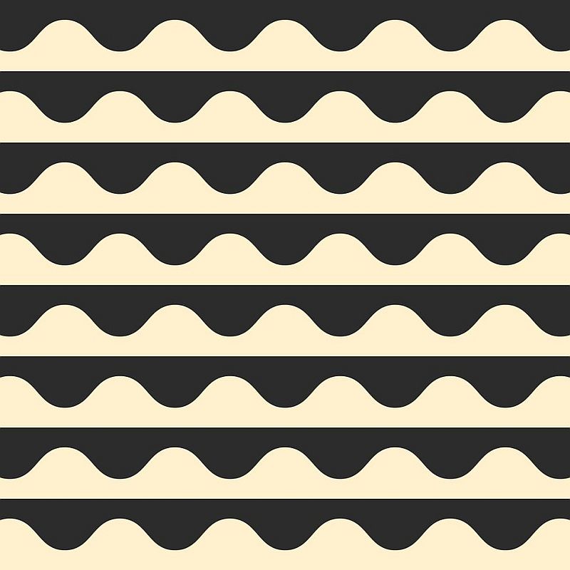 A repeating horizontal pattern of thick black wavy bands and narrow cream bands, filling the entire frame.