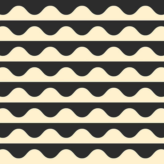 A repeating horizontal pattern of thick black wavy bands and narrow cream bands, filling the entire frame.
