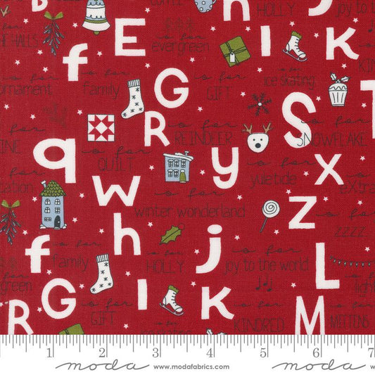 On Dasher Christmas Alphabet Red 7m Fabric Bolt | Moda