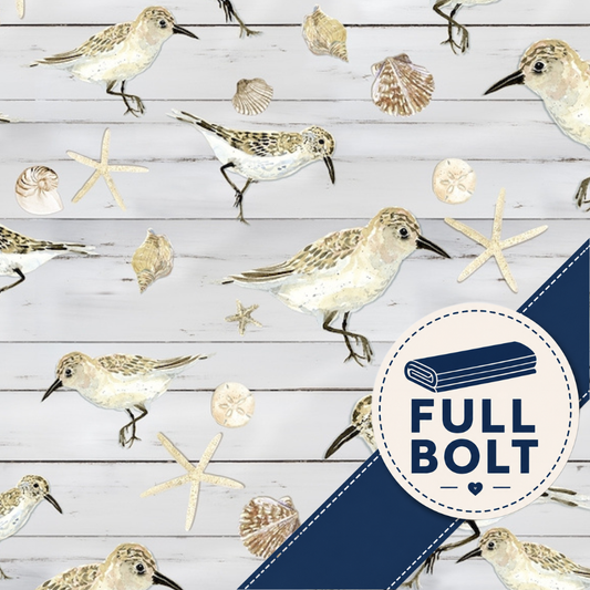 Sandpipers - Beach Birds Light Grey 6.5m Fabric Bolt | Blank Quilting