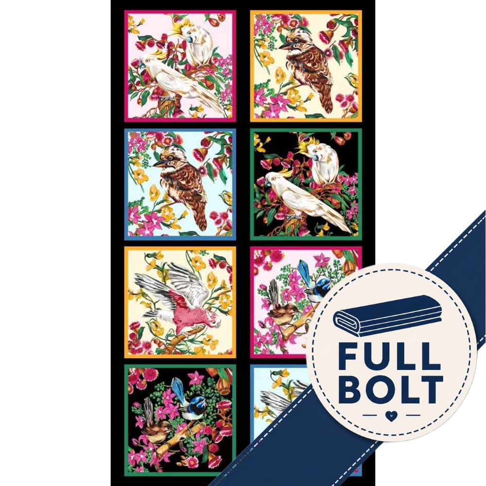 Kennard & Kennard Burrangong Birdlife Kookaburras Galahs Cockatoos 11m Fabric Bolt