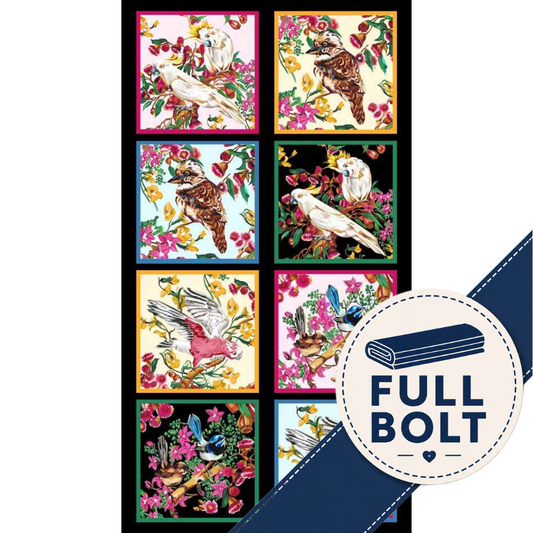 Kennard & Kennard Burrangong Birdlife Kookaburras Galahs Cockatoos 11m Fabric Bolt