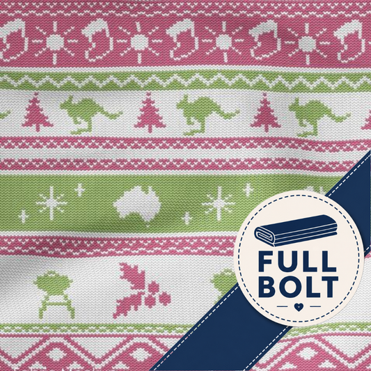 Devonstone Aussie Friends Festive Fun Christmas Christmas Stripe 8m fabric bolt DV3694