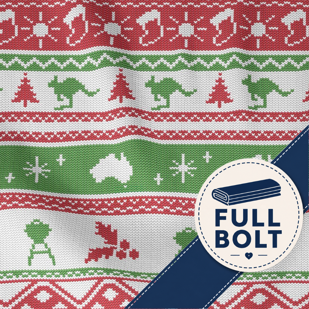 Aussie Friends Festive Fun Christmas - Christmas Stripe 8m Fabric Bolt | Devonstone