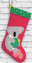 Devonstone Festive Aussie Friends - Christmas Koala Stocking 24" Panel 8m Fabric Bolt