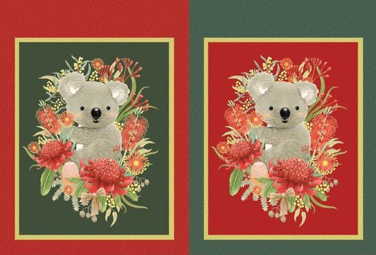 Jen Digital Art Christmas - Koalas Sack Block 29" Panel 8m Fabric Bolt | Devonstone