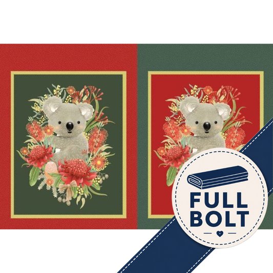Jen Digital Art Christmas - Koalas Sack Block 29" Panel 8m Fabric Bolt | Devonstone