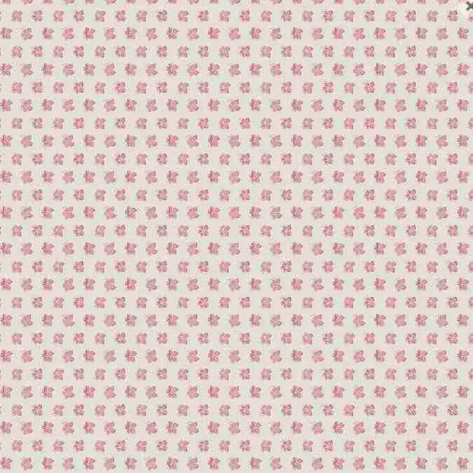A repeating pattern of small pink floral motifs on a light beige background, filling the entire frame.