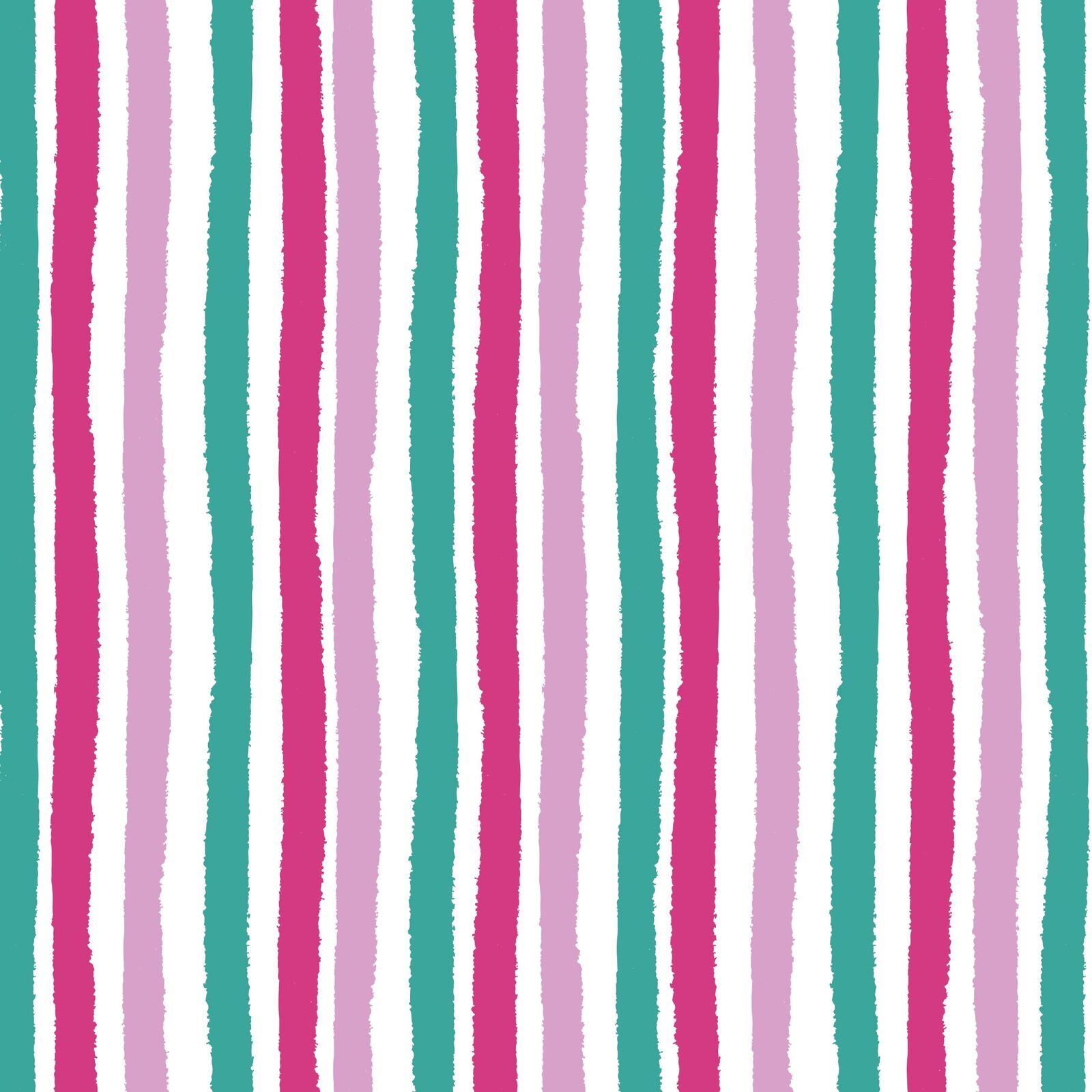 Vertical striped pattern with alternating hand-drawn style lines in teal, pink, light pink, and white.