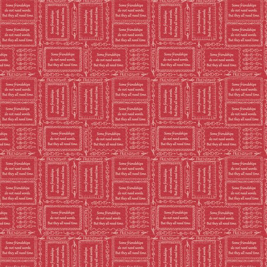 Friendship - Inspirational Words Coral 8m Fabric Bolt | Devonstone