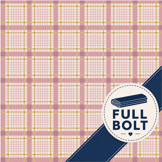Devonstone Forget-Me-Not Rose - Mia Pink Check 8m Fabric Bolt