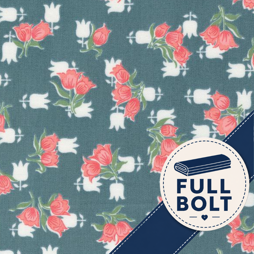 Moda Rosemary Cottage - Tulips Florals Lake 7m Fabric Bolt