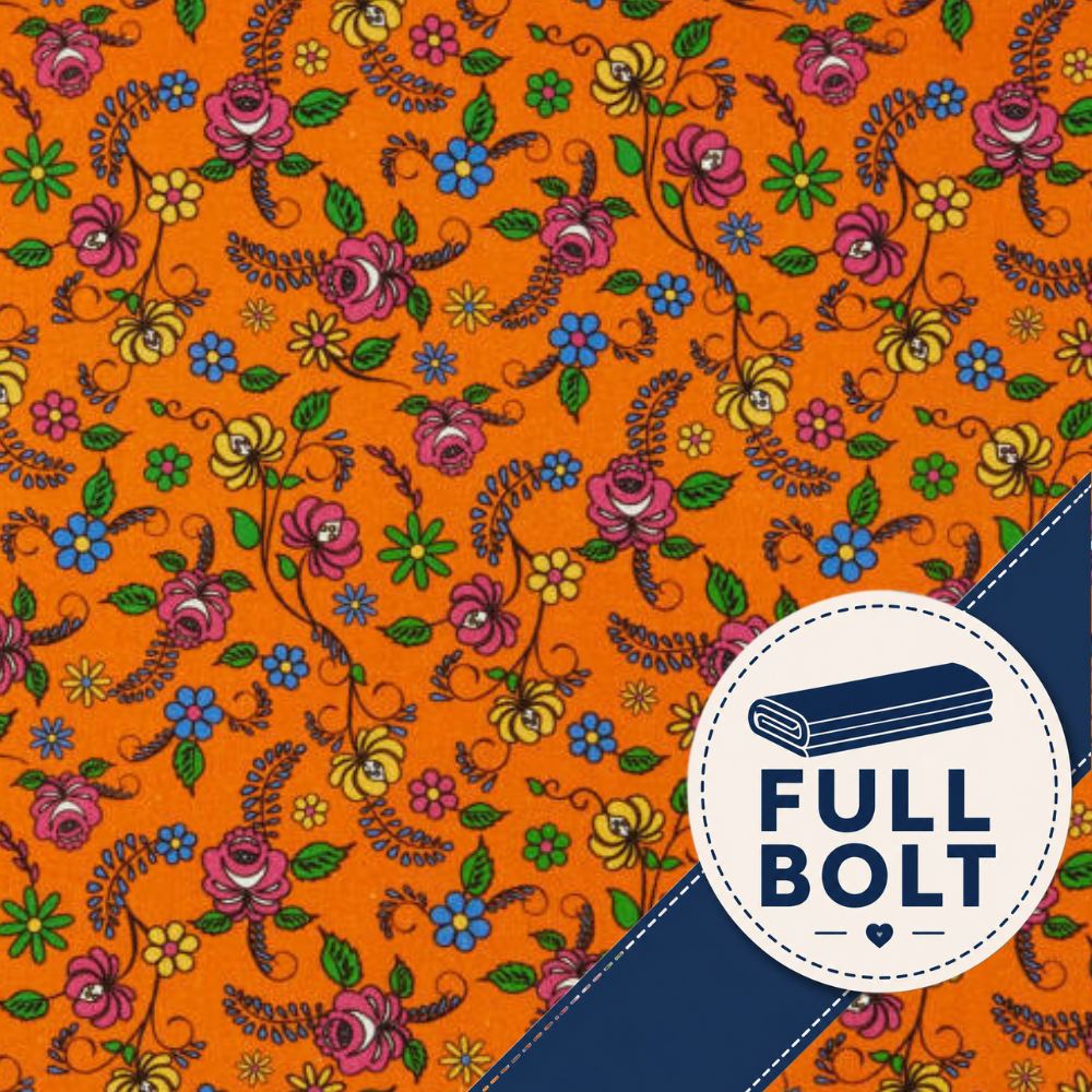 Northcott Nine Lives - Floral Toss Orange 11m Fabric Bolt