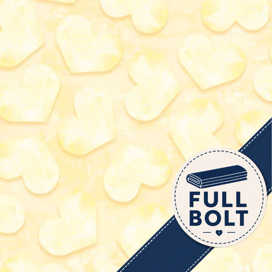 Spring Sweeties - Tossed Textural Hearts Yellow 9m Fabric Bolt | P&B Textiles
