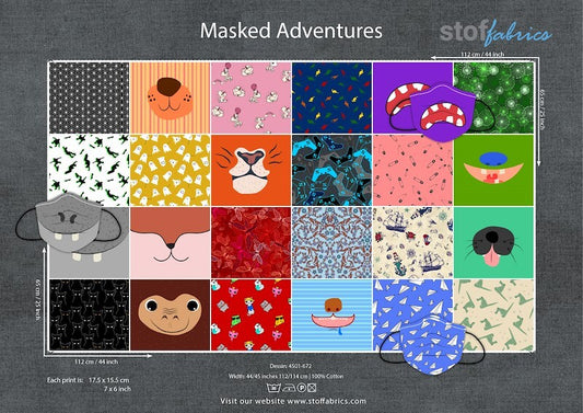 Masked Adventures - DIY Face Mask 24" Panel 9m Fabric Bolt | Stof